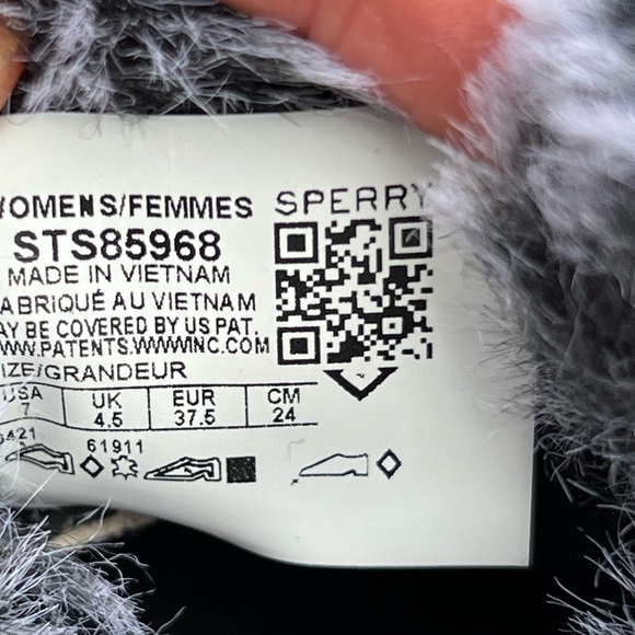 Sperry Saltwater 1-eye black with pink ties faux fur trim duck boots size 7 - Picture 11 of 12